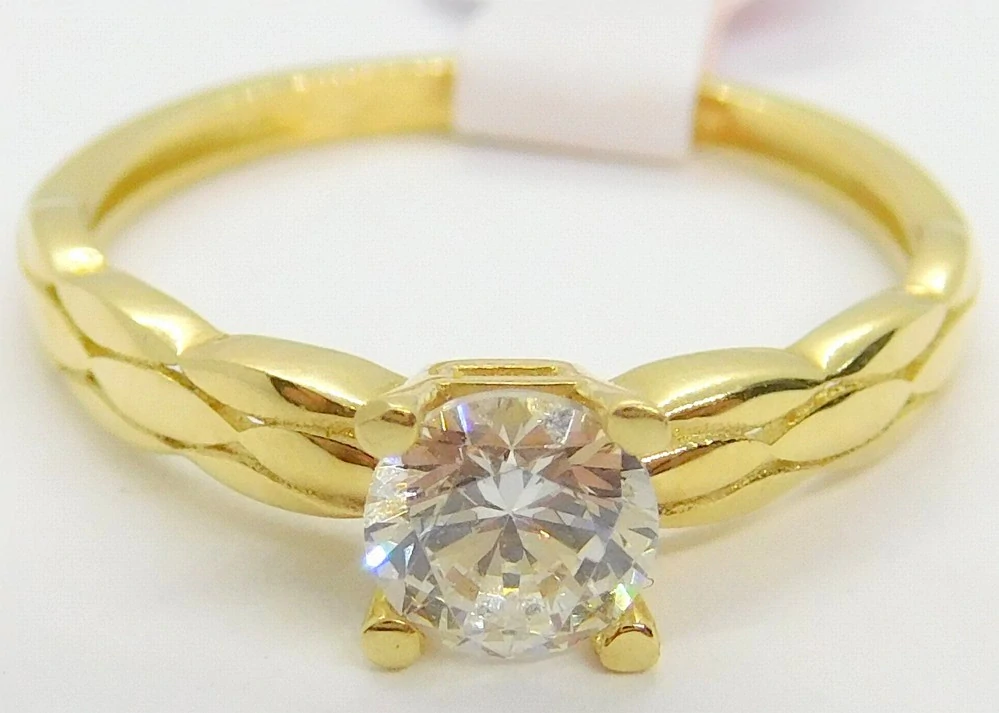 Klenoty Budín Zásnubní dámský zlatý prsten s čirým zirkonem 585/1,22gr vel. 49 HK1179