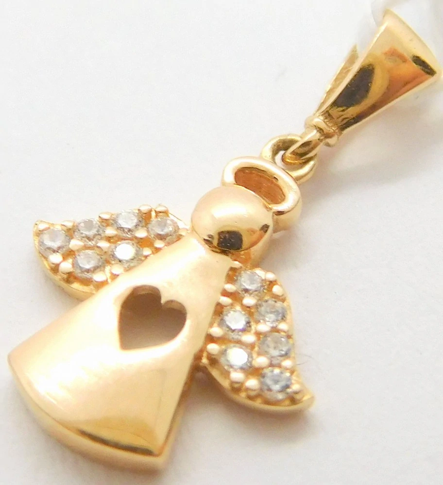 Klenoty Budín Zlatý hladký andělíček z růžového zlata se zirkony 585/0,82gr HK3219