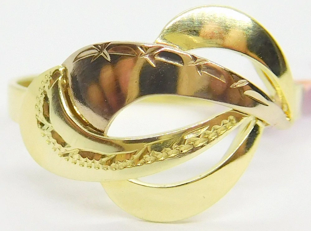 Klenoty Budín Mohutný dámský zlatý prsten ze žlutého a růžového zlata 585/1,84gr vel. 55 HK1198