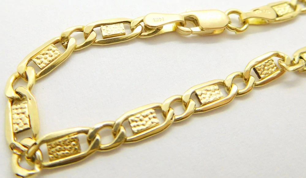 Klenoty Budín Pánský mohutný zlatý gravírovaný řetěz řetízek ze žlutého zlata PANCER 585/4,35gr 50cm HK6259