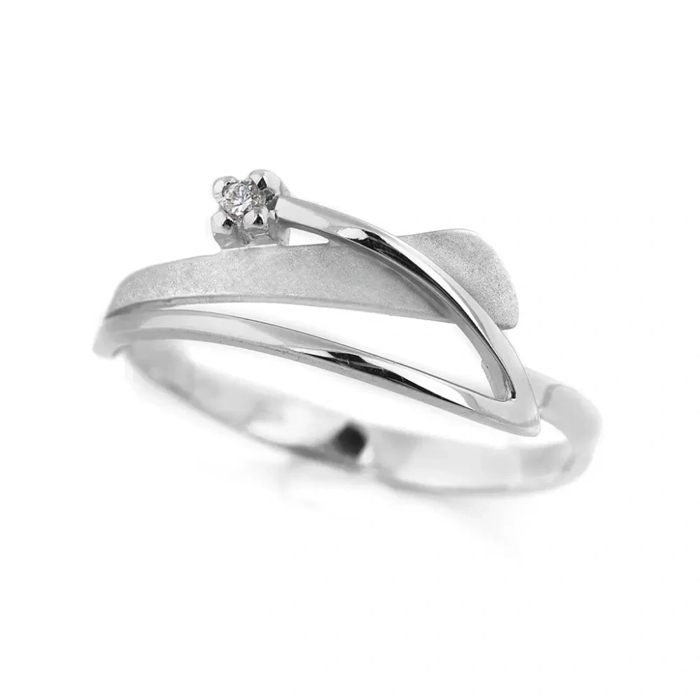 Klenoty Budín Diamantový zlatý prsten z bílého zlata s diamantem J-37182