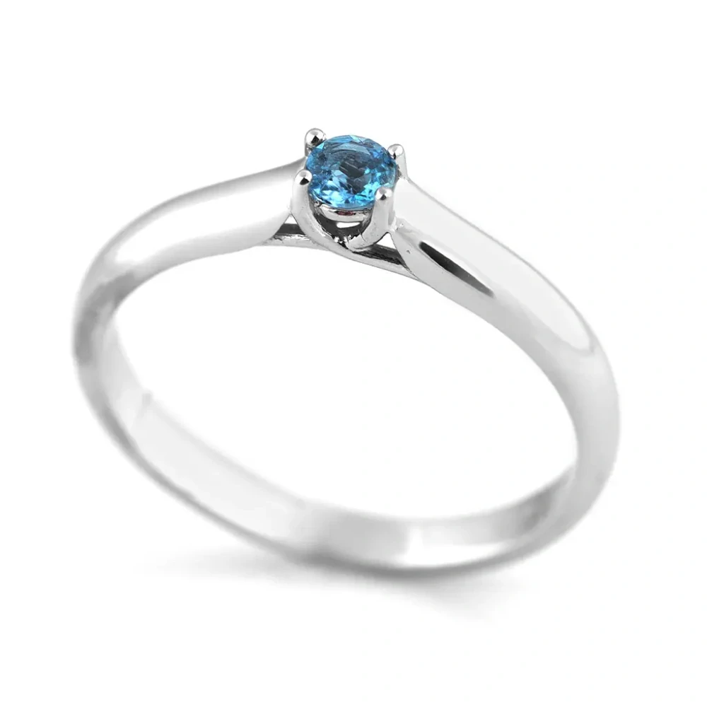 Klenoty Budín Diamantový zlatý prsten z bílého zlata s akvamarínem J-37531