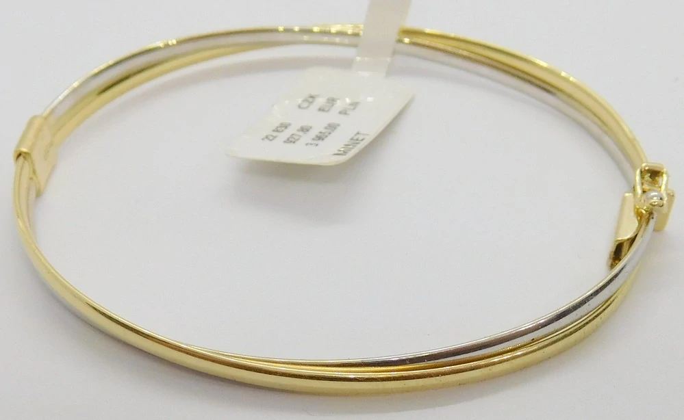 Klenoty Budín Luxusní mohutný pevný zlatý náramek (bílé a žluté AU) 585/5,50gr JMG0252WGB18 