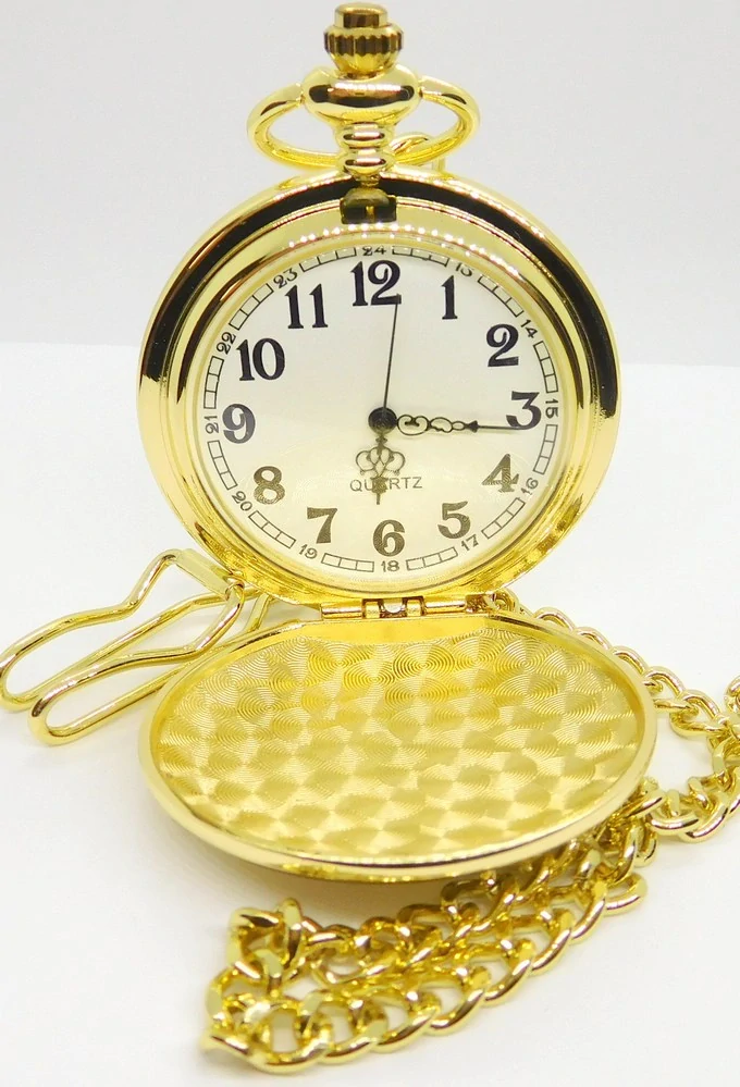 Klenoty Budín Luxusní zlacené kapesní hodinky retro BADUS 11960804 s arabskými číslicemi