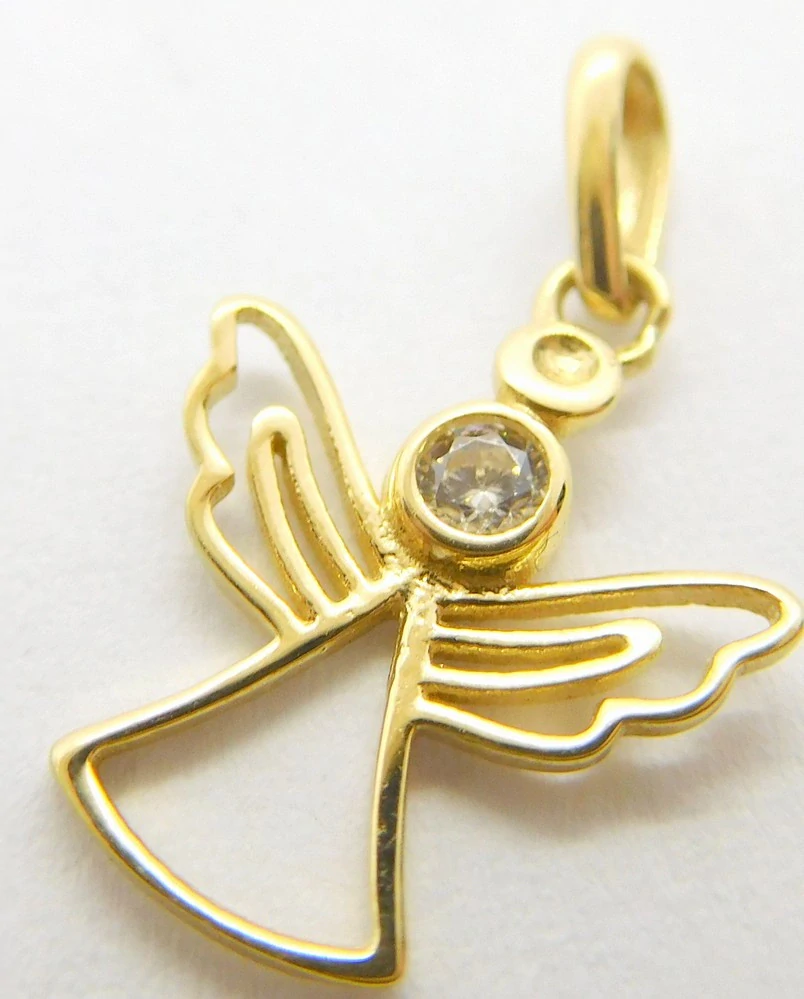 Klenoty Budín Dámský zlatý přívěsek se zirkonem andělíček 585/0,54gr HK3280