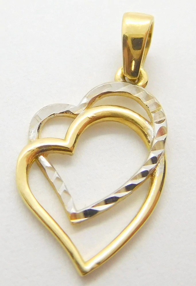 Klenoty Budín Dámský zlatý přívěsek z bílého a žlutého zlata s gravírováním 585/0,85gr 03194