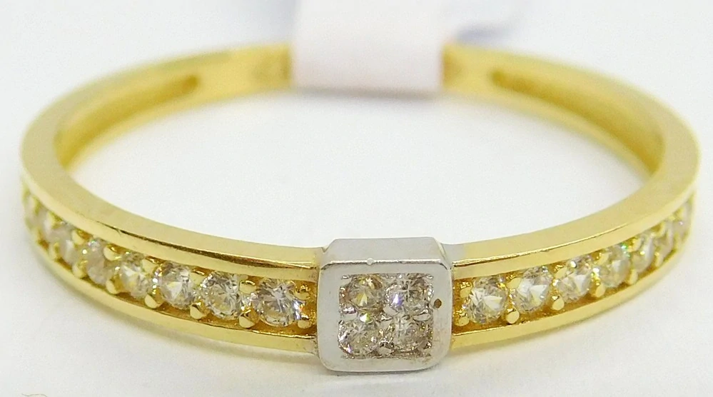 Klenoty Budín Zásnubní dámský prsten z bílého a žlutého zlata se zirkonem 585/1,23gr vel. 55 HK1208