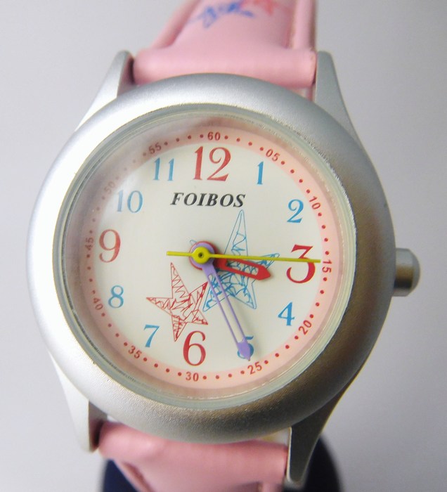 Foibos Růžové dívčí dětské hodinky Foibos 1567.4 s barevnými motivy