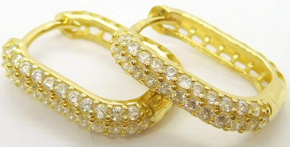 Klenoty Budín Dámské kruhové zlaté náušnice se zirkony oválky 585/1,89gr HK2319