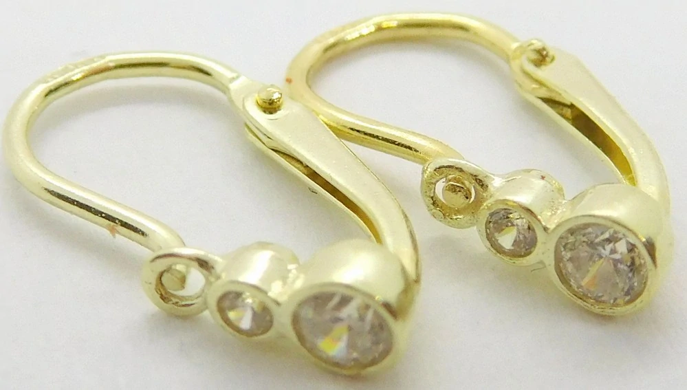 Klenoty Budín Dětské zlaté náušnice ze žlutého zlata se zirkony 585/0,80gr 03284