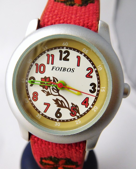 Foibos Dětské dívčí červené hodinky Foibos 1055.1 pro malé děvčata 