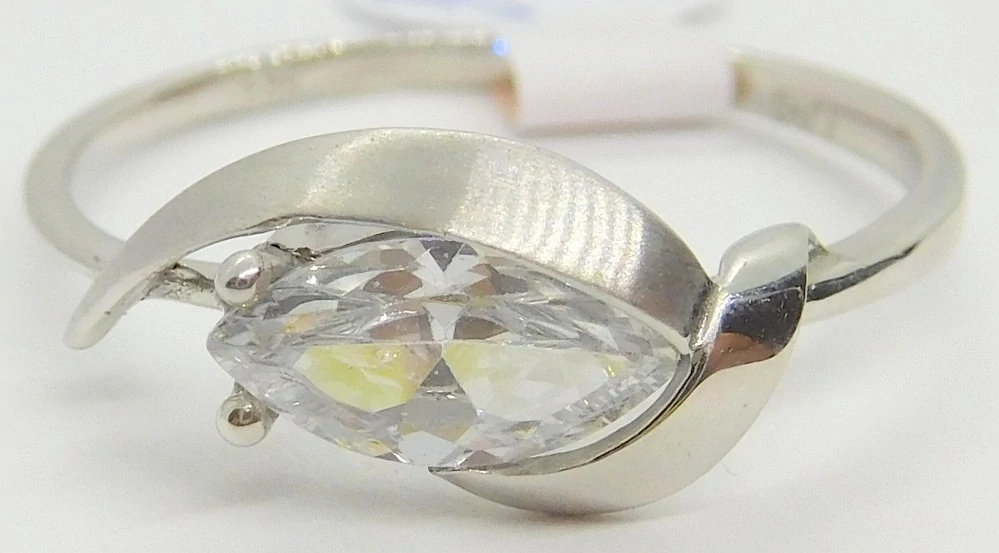 Klenoty Budín Dámský zlatý prsten ze bílého zlata s velkým zirkonem 585/1,43gr vel. 55 HK1219