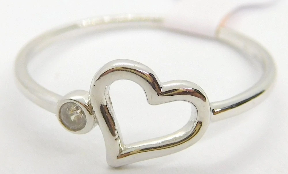 Klenoty Budín Dámský zlatý prsten ze bílého zlata se zirkonem srdce 585/1,14gr vel. 56 HK1218