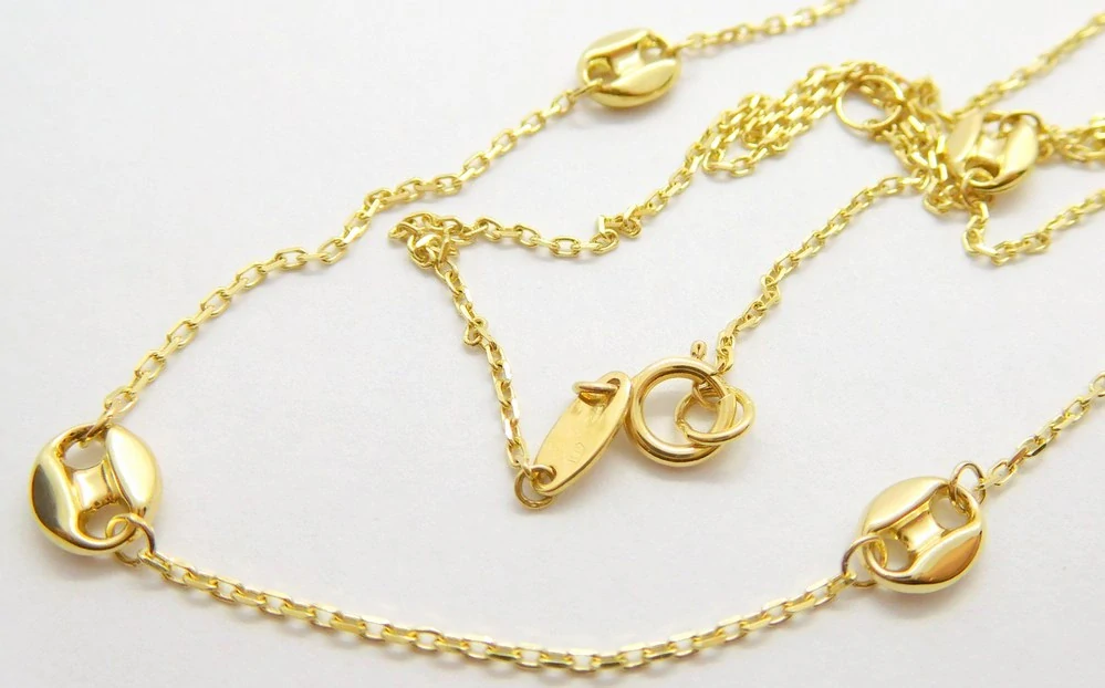 Klenoty Budín Dámský zlatý náhrdelník ze žlutého zlata kávové zrna 585/1,77gr 42+3cm HK4063