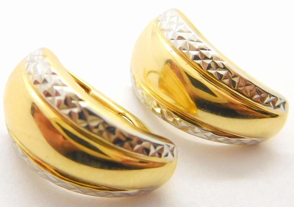 Klenoty Budín Dámské gravírované náušnice z bílého a žlutého zlata 585/1,60gr HK2339