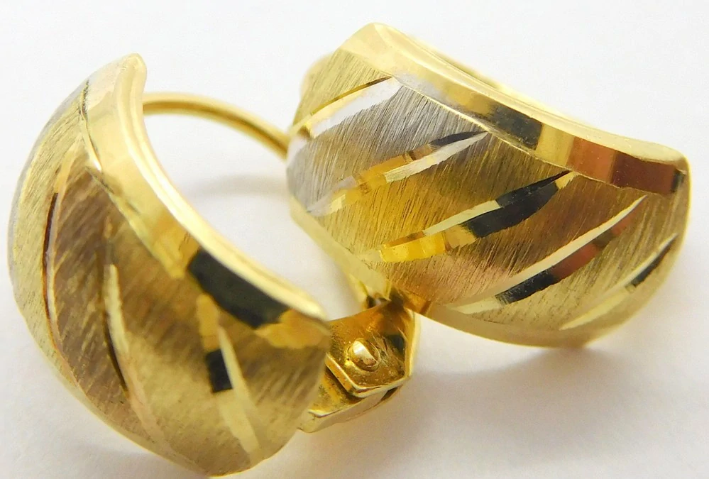 Klenoty Budín Dámské gravírované náušnice z bílého a žlutého zlata 585/1,66gr HK2340