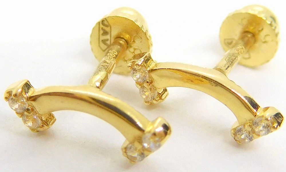 Klenoty Budín Dámské zlaté peckové náušnice SMILE na šroubek 585/0,86gr ZE0775XJ70-8600