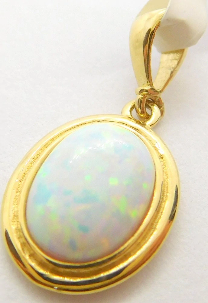 Klenoty Budín Dámský zlatý přívěsek oválek s velkým bílým opálem 585/0,95gr ZP0070SJ70-9500