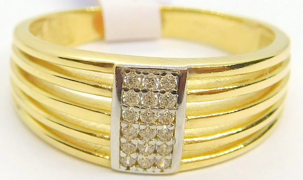 Klenoty Budín Mohutný dámský prsten ze žlutého zlata a zirkony 585/3,80gr vel. 59 HK1242