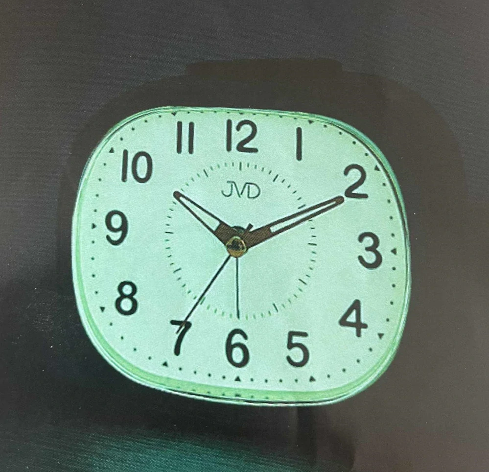 JVD Ručkový analogový netikající tichý budík JVD SRP1201.2 s luminiscenčním displejem