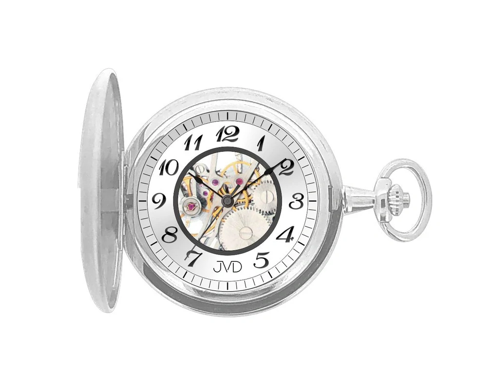 JVD Mechanické luxusní čitelné stříbrné kapesní hodinky JVD LK16