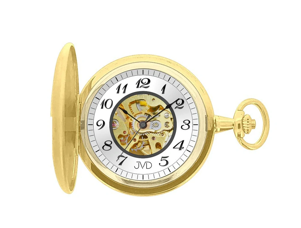 JVD Mechanické luxusní čitelné pozlacené kapesní hodinky JVD LK17