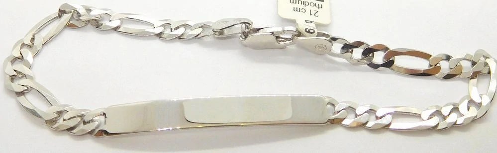 Klenoty Budín Pánský stříbrný náramek s destičkou ke gravírování 21cm 925/1000 6,67gr 030561000009