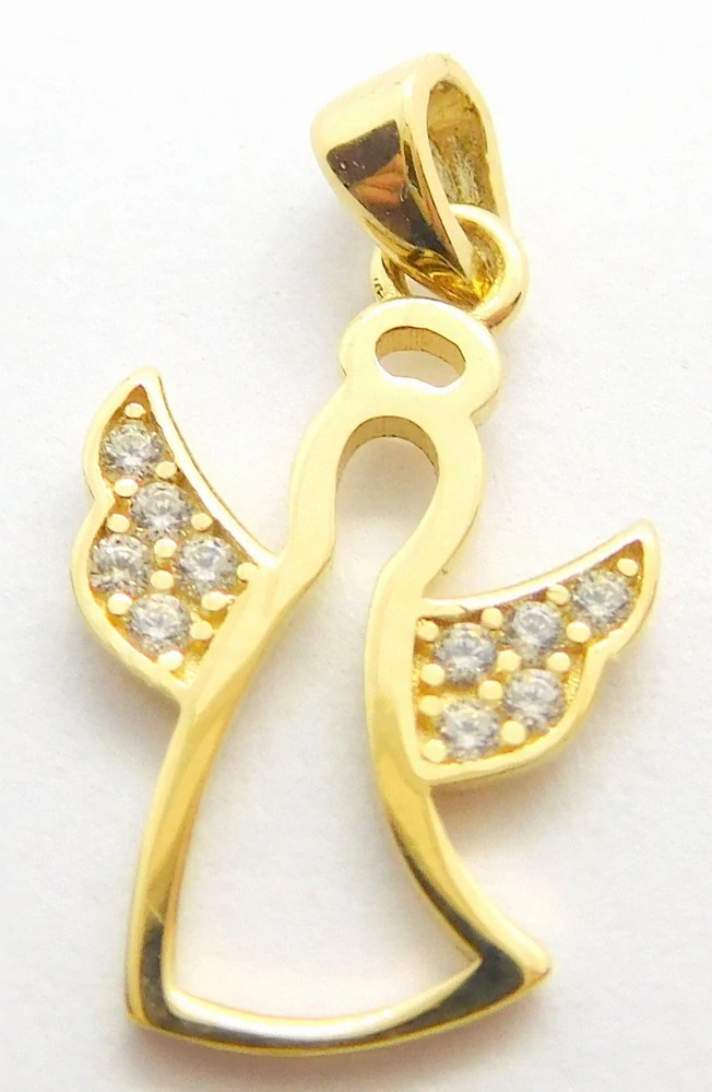 Klenoty Budín Dámský zlatý přívěsek se zirkony andělíček 585/0,78gr HK3247