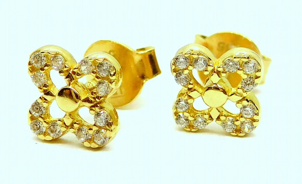 Klenoty Budín Dámské peckové zlaté náušnice na puzetku se zirkony 585/1,04gr HK2361