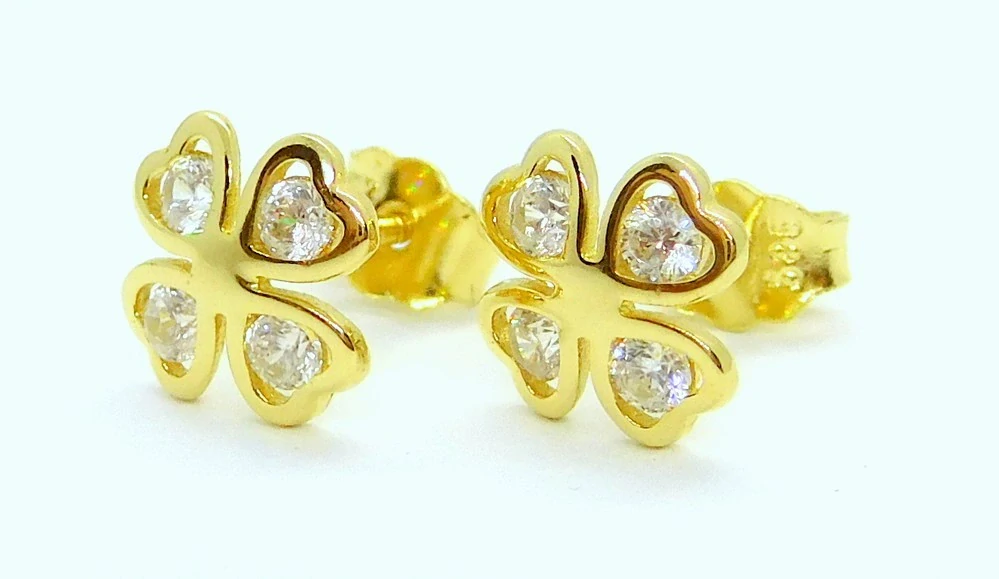 Klenoty Budín Dámské peckové zlaté náušnice na puzetku se zirkony 585/1,04gr HK2360