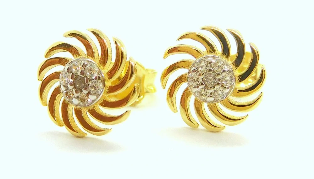 Klenoty Budín Dámské peckové zlaté náušnice na puzetku se zirkony 585/1,34gr HK2358