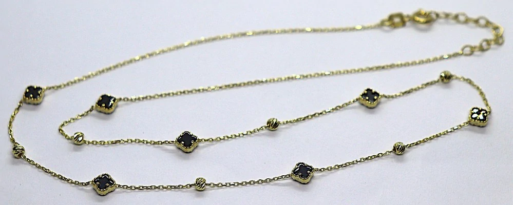 Klenoty Budín Dámský zlatý náhrdelník s černými onyxy 585/2,70gr 45cm HK4068