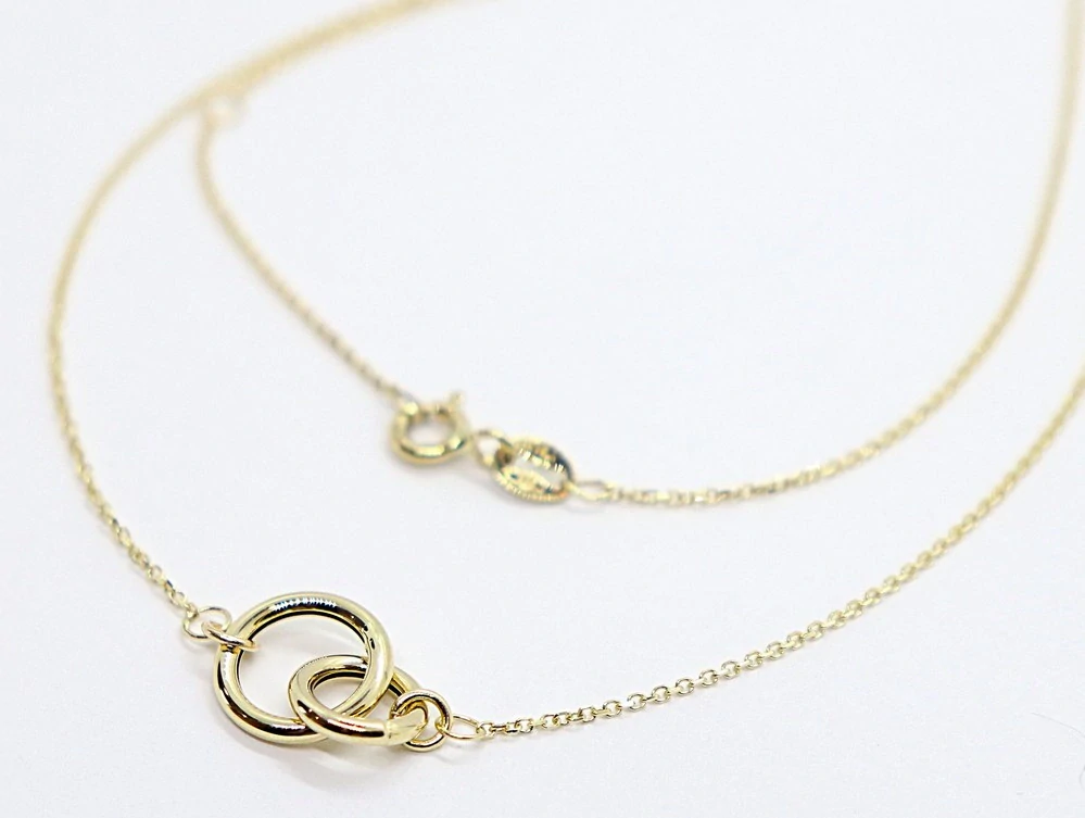 Klenoty Budín Dámský zlatý náhrdelník ze žlutého zlata s propletenými kroužky 585/1,48gr 42+3cm HK4070