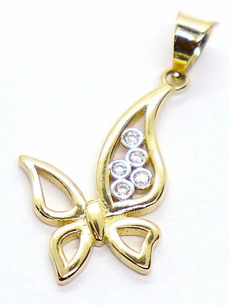 Klenoty Budín - Zlatý přívěsek ze žlutého zlata se zirkony motýlek 585/1,09gr HK3236