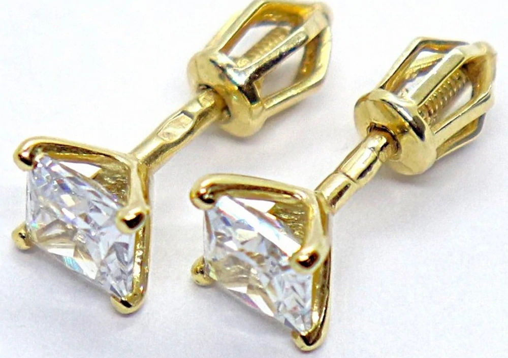 Klenoty Budín Dámské zlaté peckové náušnice se zirkony na šroubek 585/1,65gr HK2375