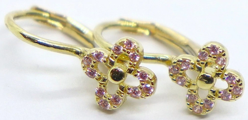 Klenoty Budín Dětské zlaté náušnice se zirkony 585/1,40gr HK2385