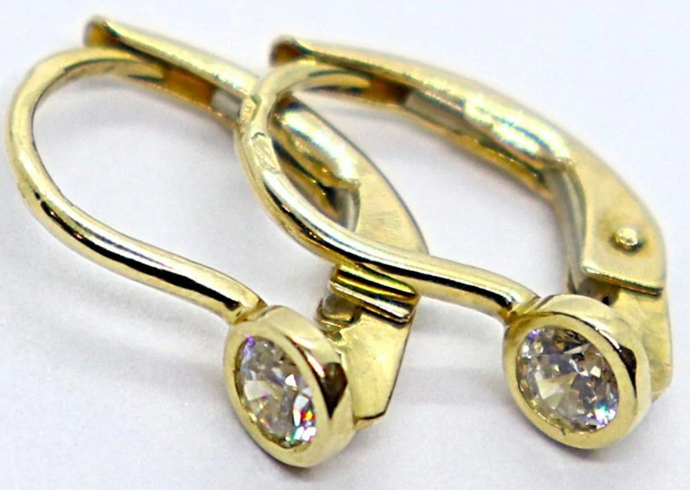 Klenoty Budín Dívčí klasické zlaté náušnice se zirkony na patent 585/1,25gr HK2384