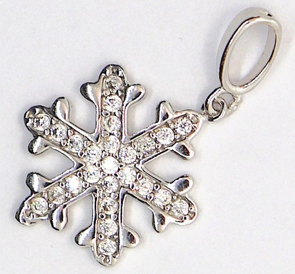 Klenoty Budín Dámský zlatý přívěsek z bílého zlata se zirkony sněhová vločka pro štěstí 585/0,83gr HK3240