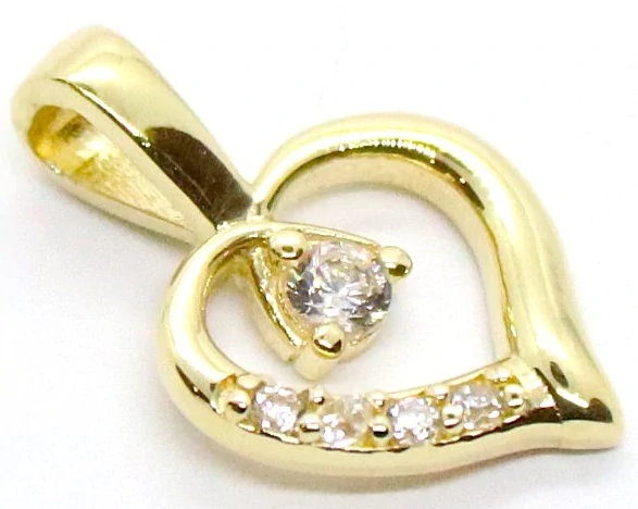 Klenoty Budín Dámský zlatý přívěsek se zirkony zamilované srdíčko  585/0,57gr HK3251