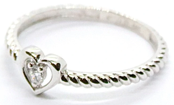 Klenoty Budín Dámský zásnubní srdíčkový prsten z bílého zlata se zirkonem 585/1,15gr vel. 50 HK1252