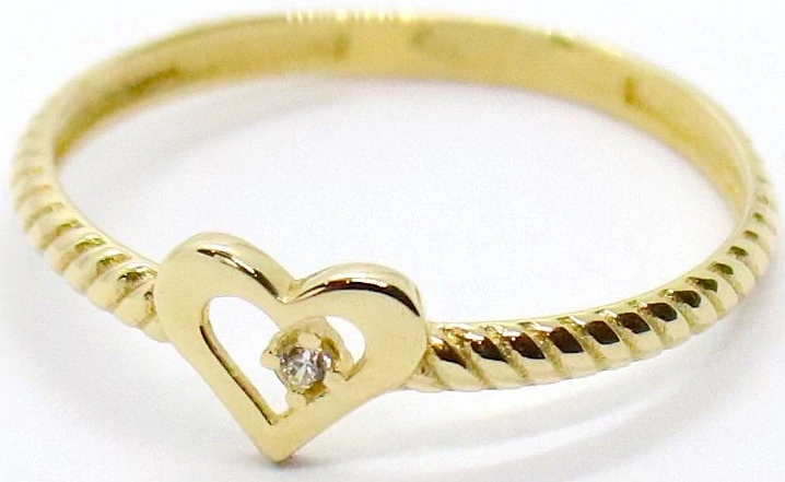 Klenoty Budín Dámský zásnubní srdíčkový prsten ze žlutého zlata se zirkonem 585/0,70gr vel. 50 HK1250