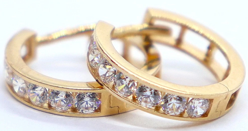 Klenoty Budín Dámské kruhové zlaté náušnice z růžového zlata se zirkony 585/2,08gr HK2409