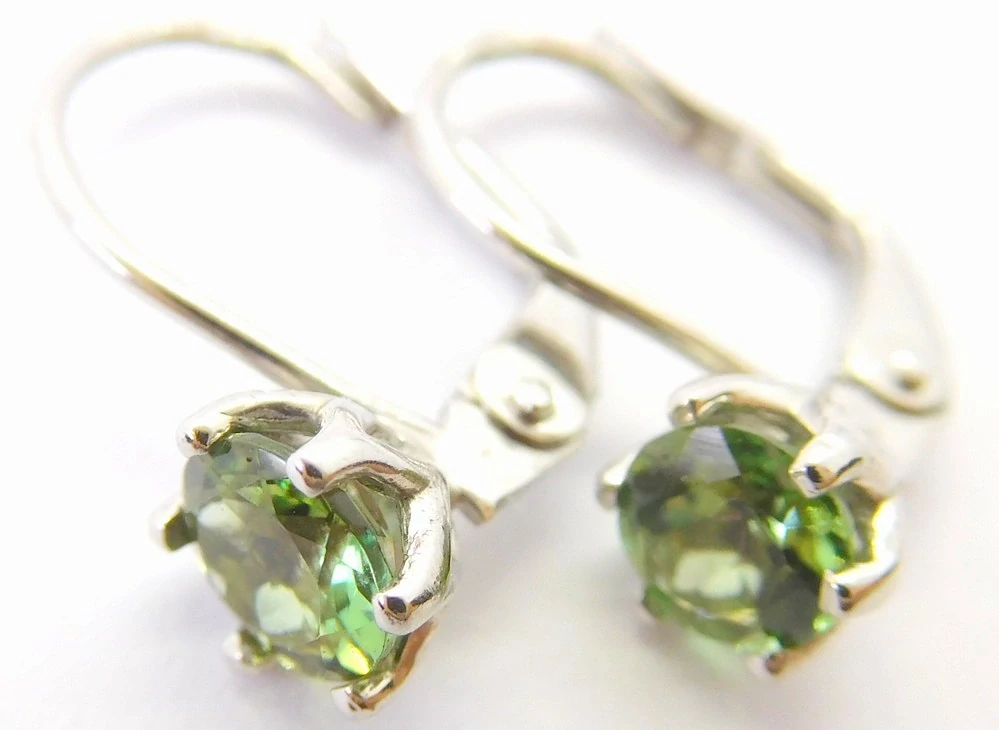 Klenoty Budín Dámské diamantové zlaté náušnice z bílého zlata s přírodními turmalíny 1,90CT 585/1,57gr B0131