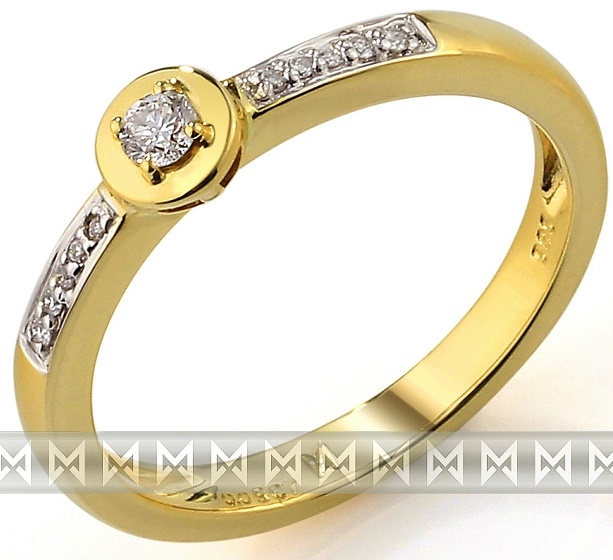 Zásnubní zlatý diamantový prsten ze žlutého zlata 3811272