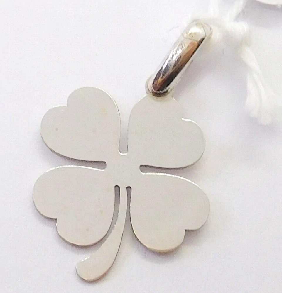 Klenoty Budín Dámský zlatý přívěsek z bílého zlata srdíčkový čtyřlístek pro štěstí 585/0,60gr HK3267