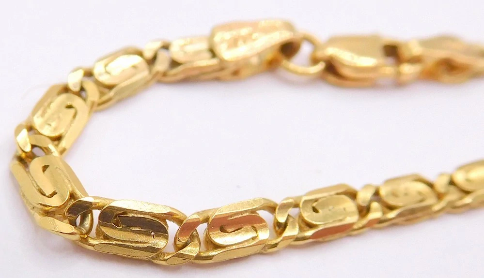 Klenoty Budín Mohutný pánský zlatý náramek ze žlutého zlata 585/5,47gr 22cm HK7146