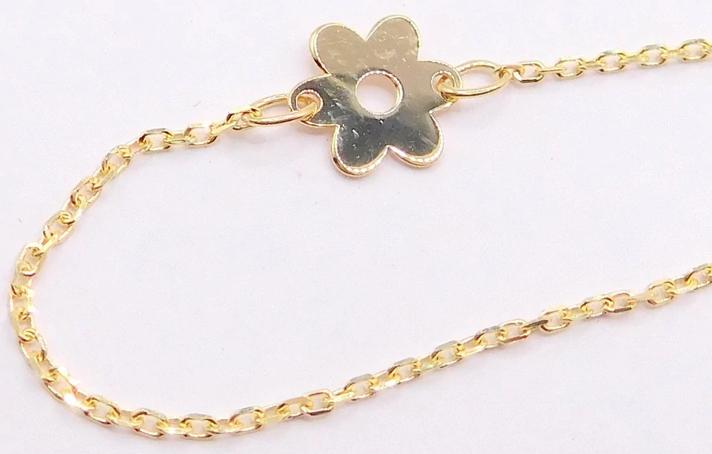 Klenoty Budín Dámský zlatý náramek ze žlutého zlata s květinkou 585/0,67gr 17+1cm HK7154