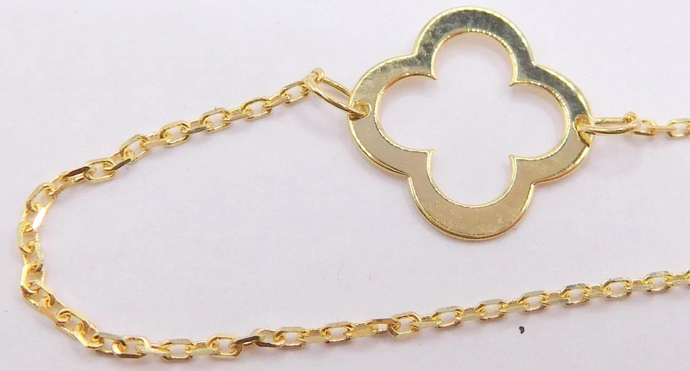 Klenoty Budín Dámský zlatý náramek ze žlutého zlata se čtyřlístkem pro štěstí 585/0,63gr 17+1cm HK7153