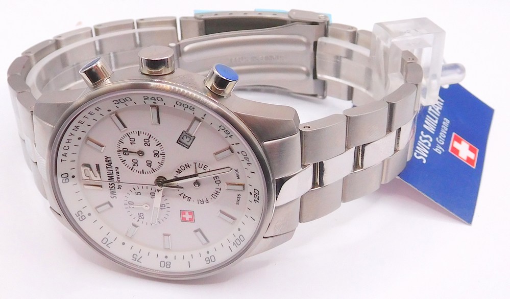 GROVANA Luxusní pánské švýcarské ocelové hodinky Swiss Millitary by Grovana 7015.9133