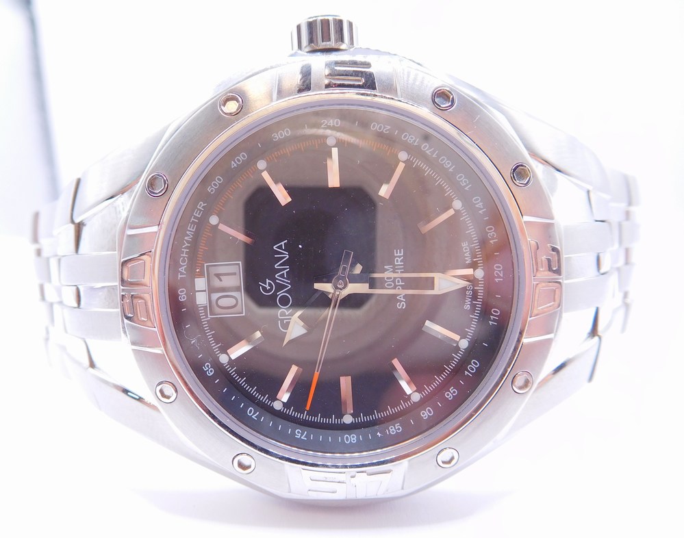 GROVANA Luxusní pánské švýcarské ocelové hodinky Swiss Alipne Millitary by Grovana 1610.1137